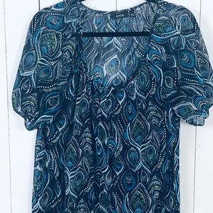 Apt  9 Sheer Paisley Print Blouse Size Large